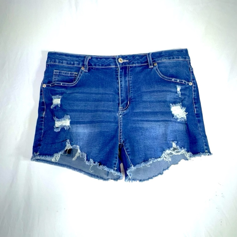 Distressed Blue Denim Women Shorts